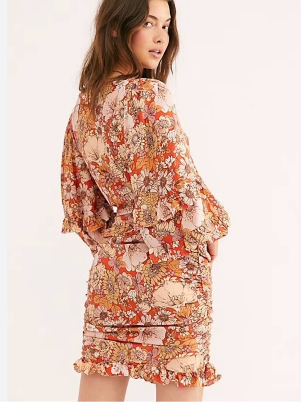 LIKE NEW Free People Under Wraps Floral Bubble Sleeve Dress - Picture 4 of 6